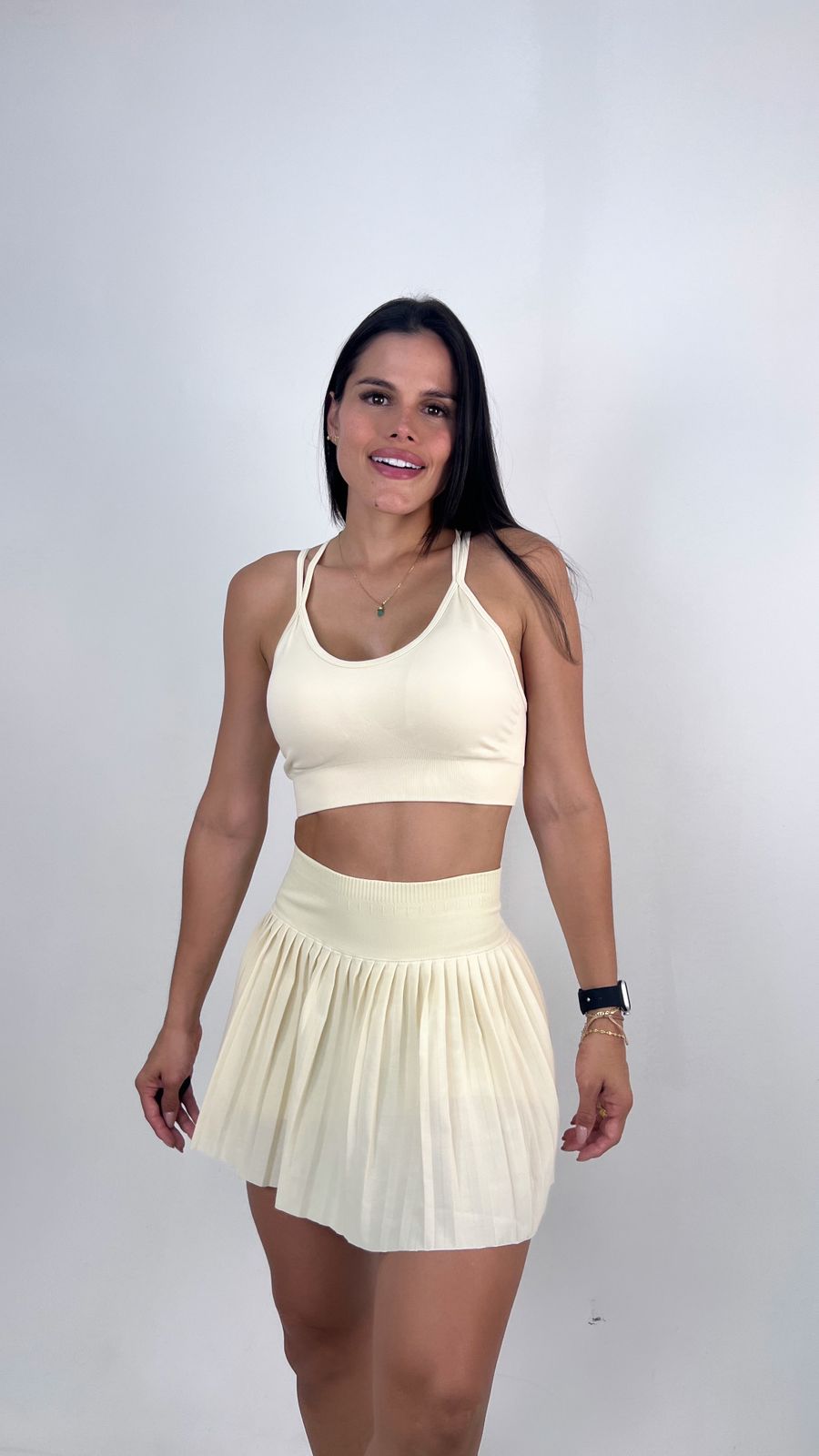 Falda Musera Plisada Beige