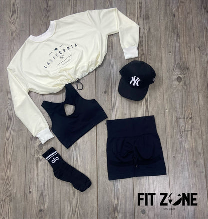 TOTAL LOOK BUZO Y SET CORTO
