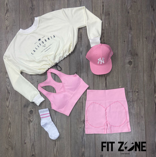 TOTAL LOOK BUZO Y SET CORTO