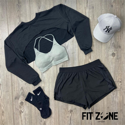 TOTAL LOOK SHORT RUNNING, TOP Y MANGUITO