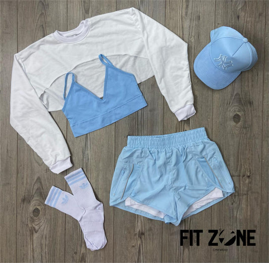 TOTAL LOOK SHORT RUNNING, TOP Y MANGUITO