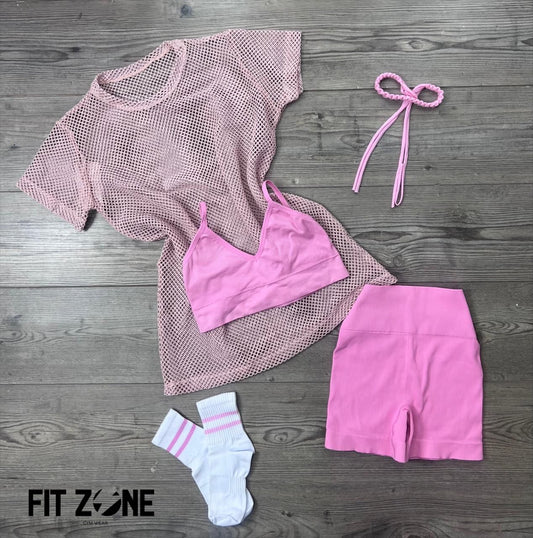 TOTAL LOOK TRIO ROSA Y CAFÉ