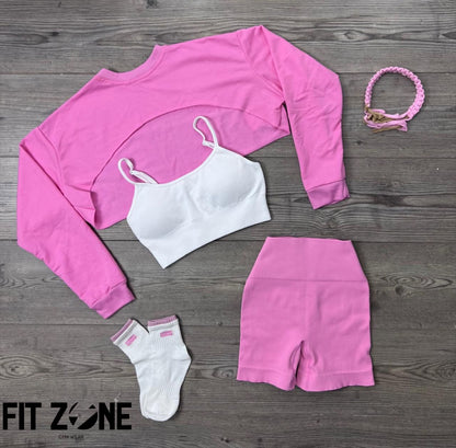 TOTAL LOOK TRIO ROSA Y CAFÉ