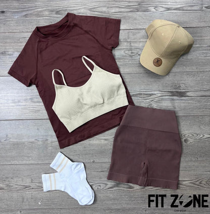 TOTAL LOOK TRIO ROSA Y CAFÉ