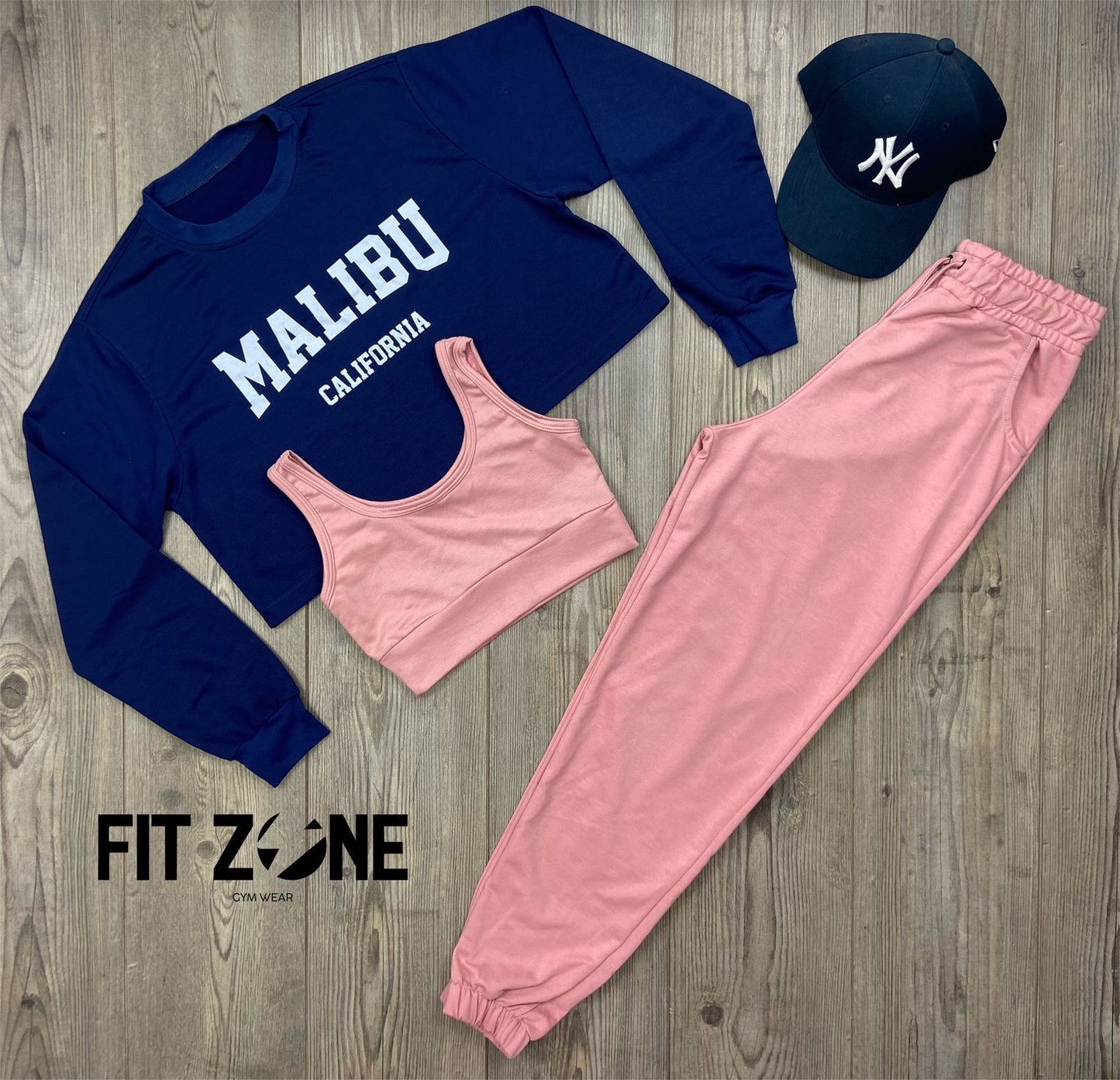 Trio basic joggers + top o body + buzo Malibu