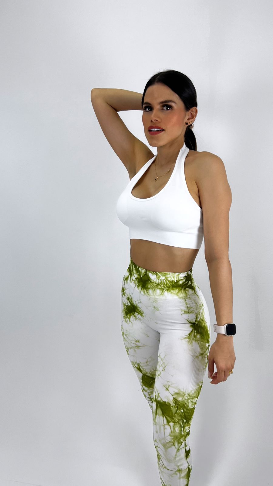 Stampa licra Blanca verde bosque