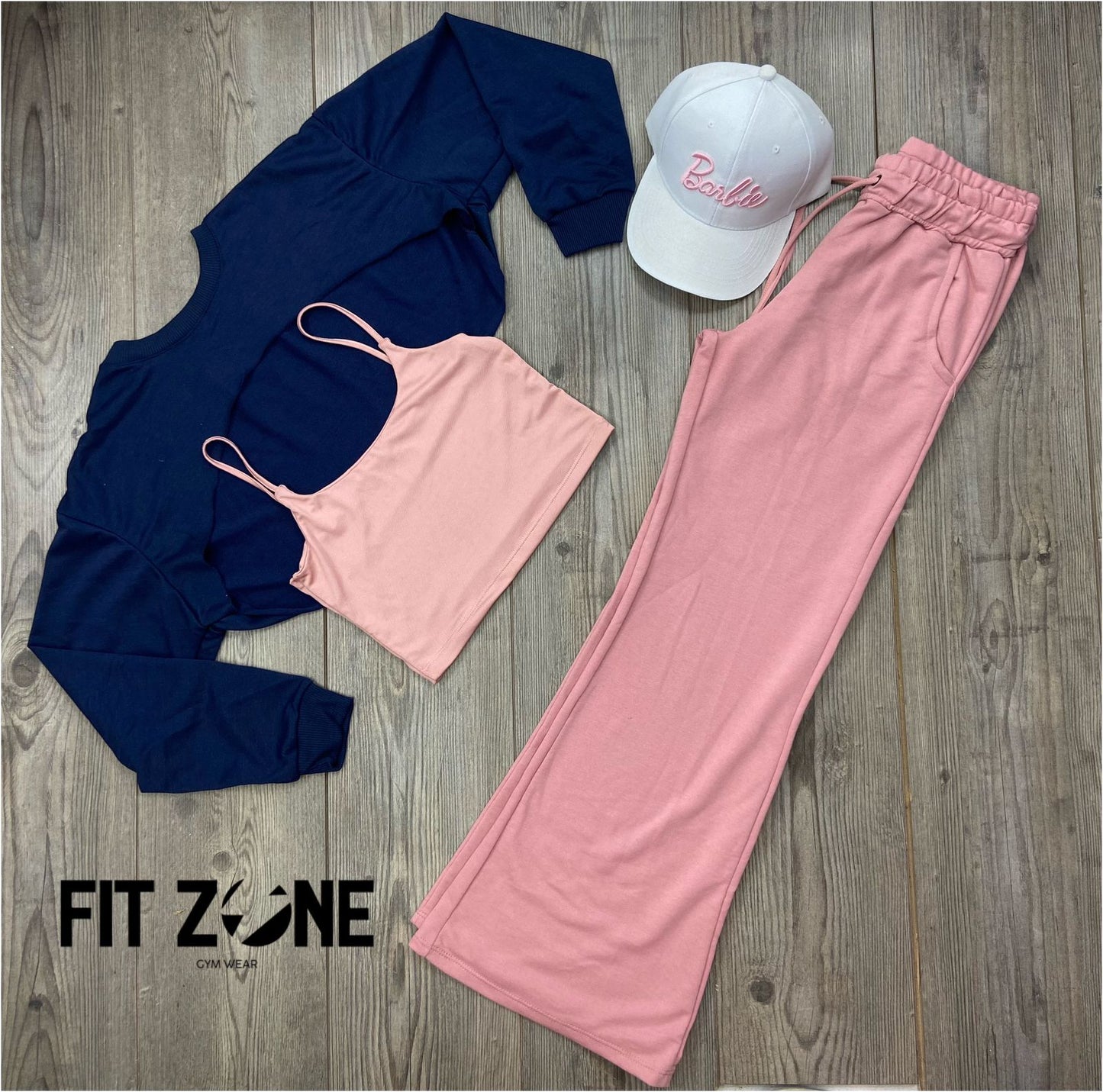 Trio basic joggers + top o body + buzo manguito navy