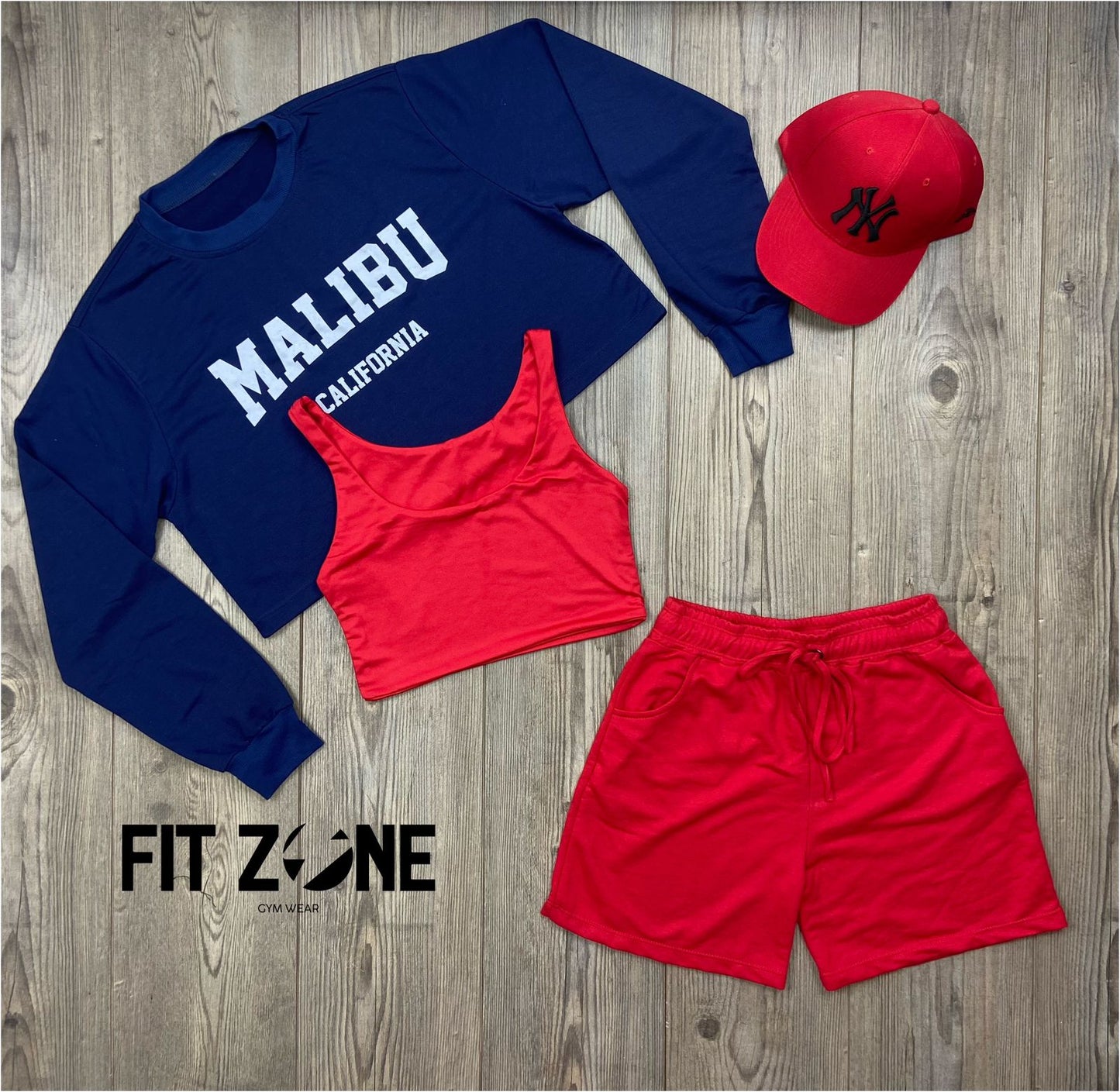 Trio basic short + top o body + buzo Malibu