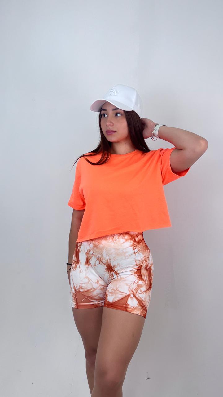 Stampa short Blanca naranja