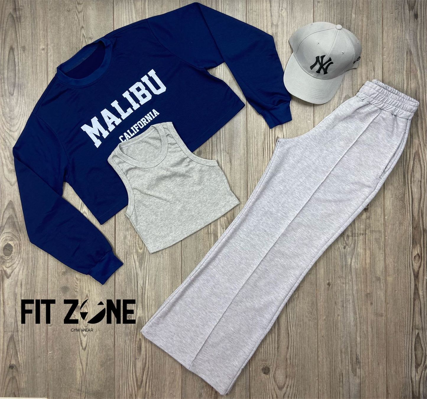 Trio basic joggers + top o body + buzo Malibu